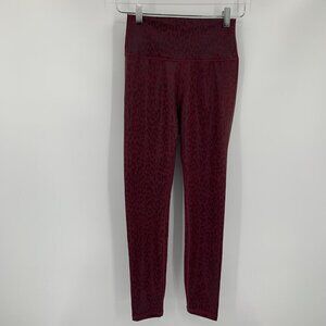 Allfenix 7/8 Length leggings liquid leopard maroon cheetah High Waist new Small
